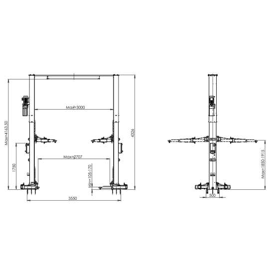 Podnośnik 2-kolumnowy łączony górą Bestlift 245GEM B4.3